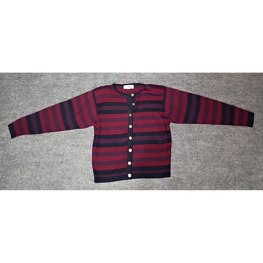 Lee David Women's Striped Cardigan With Gold Color Buttons Size Small
